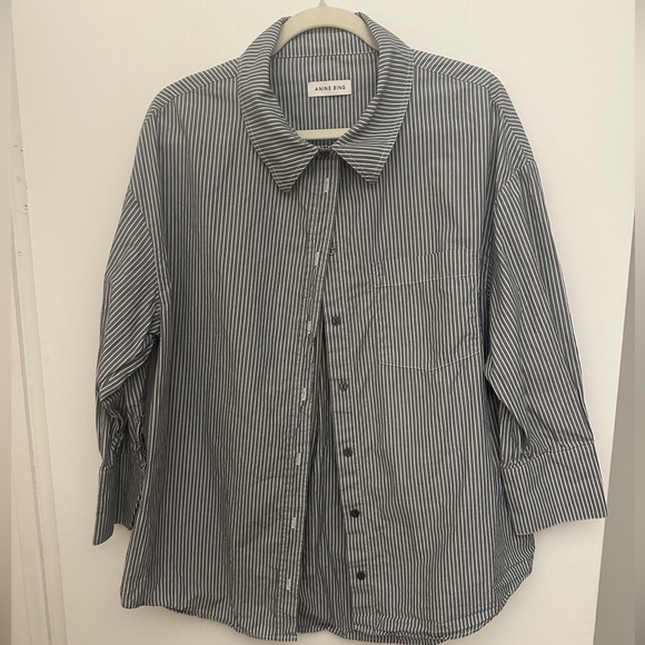 Anine Bing Mika Striped Shirt/Short in Cotton-poplin - Picture 2 of 3